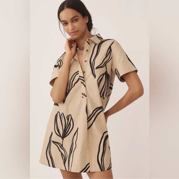 NWT! Anthropologie The Pollie Short-Sleeve Swing Tunic Mini Dress 🟠💎 - Picture 1 of 16